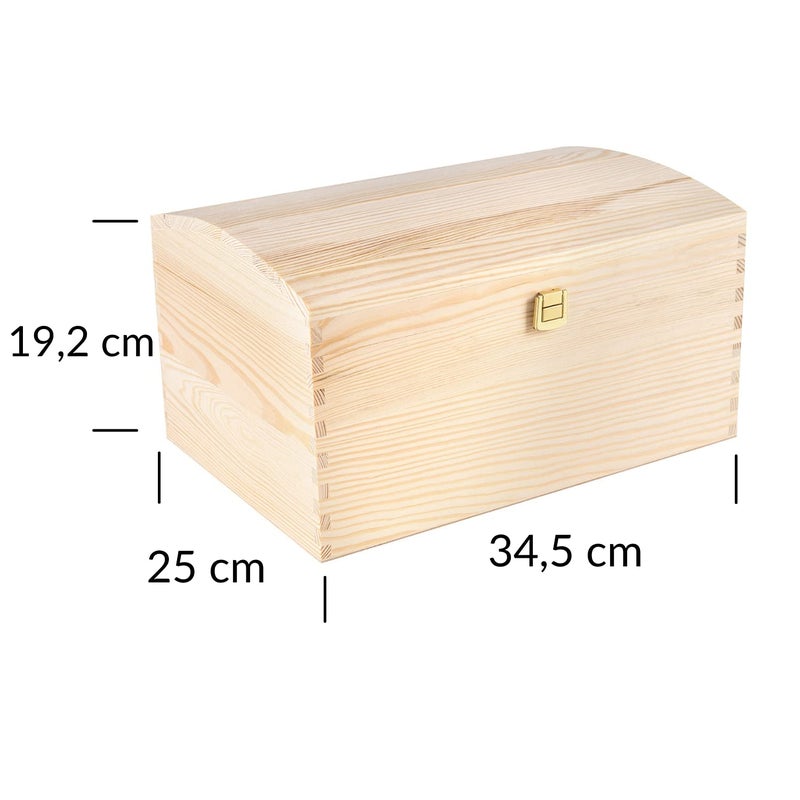 Creative Deco Large Wooden Storage Box Unpainted with Hinged Lid | 13.58 x 9.84 x 7.55 in | Keepsake Treasure Chest Trunk | Perfect Memory Box for Toys, Tools, Arts & Crafts or as a Gift Christmas Box - Image 3